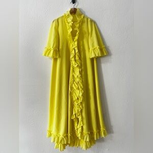 Vintage 60s mid mod two piece peignoir slip set butter yellow retro coquette